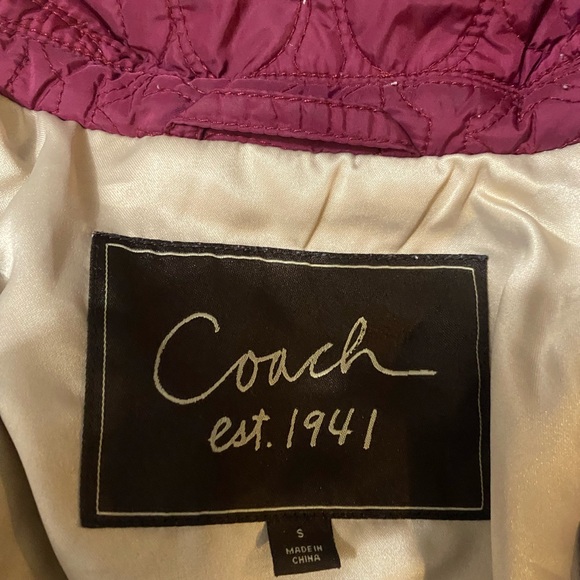 Coach Women's Quitled‎ Barn snap Jacket Maroon Size Small - Picture 9 of 10